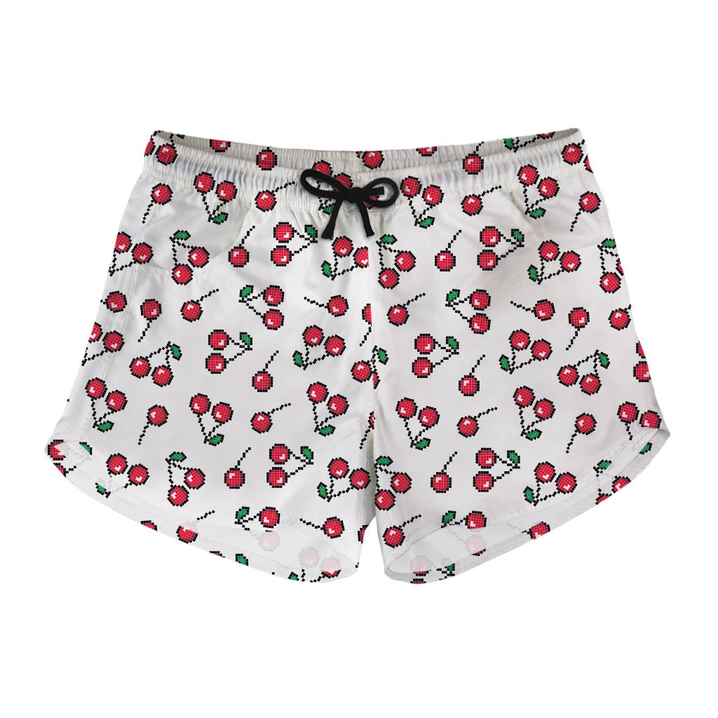 Pixel Cherry Pattern Print Women's Shorts