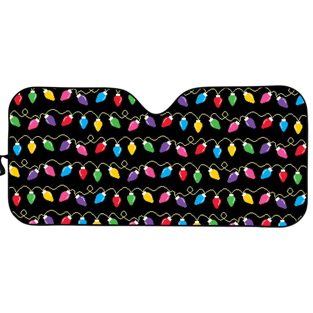 Pixel Christmas Lights Print Car Sun Shade