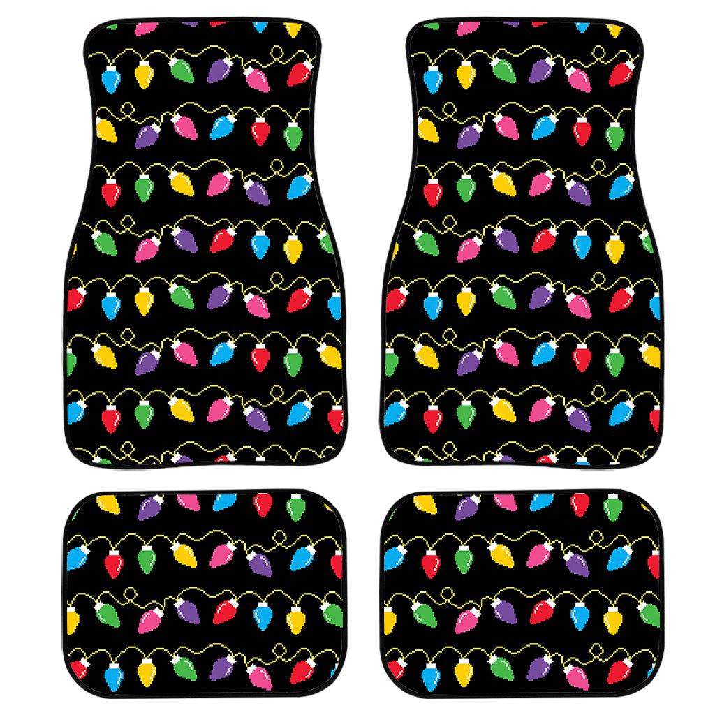 Pixel Christmas Lights Print Front and Back Car Floor Mats