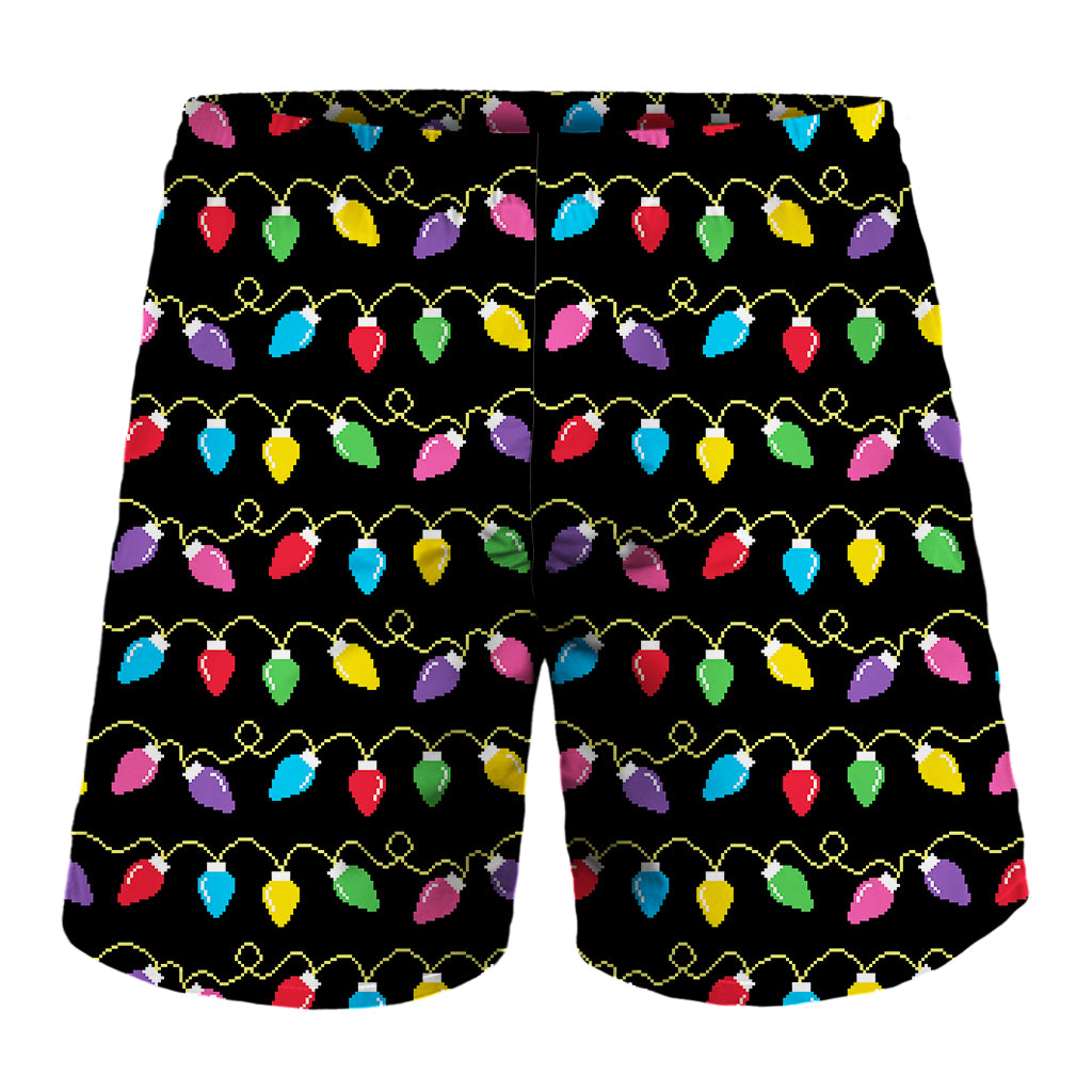 Pixel Christmas Lights Print Men's Shorts