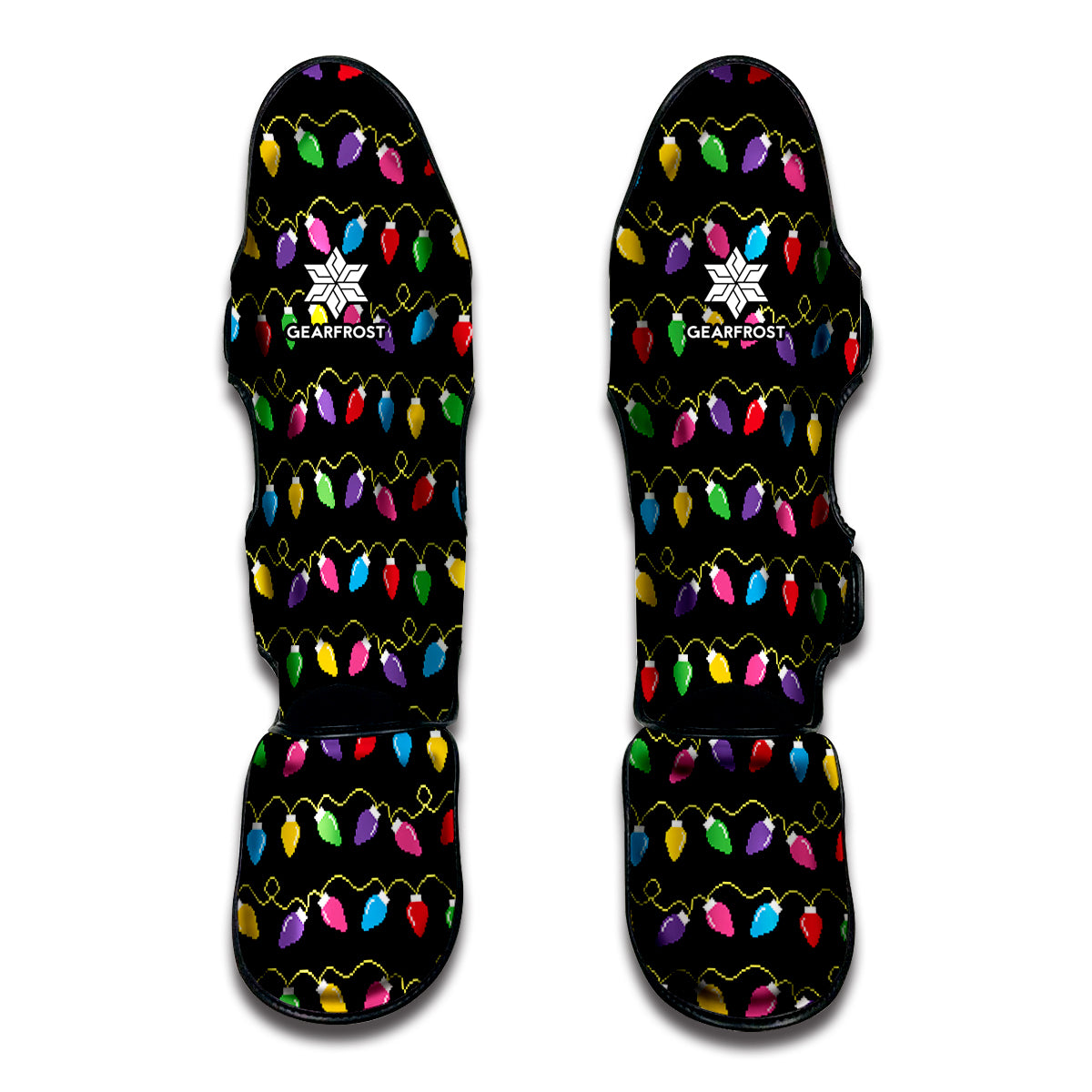 Pixel Christmas Lights Print Muay Thai Shin Guards