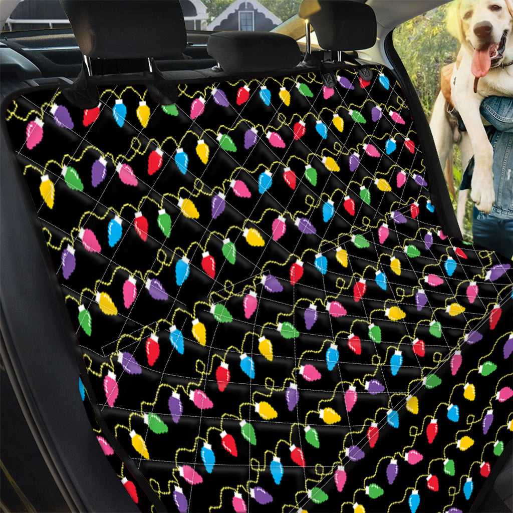 Pixel Christmas Lights Print Pet Car Back Seat Cover