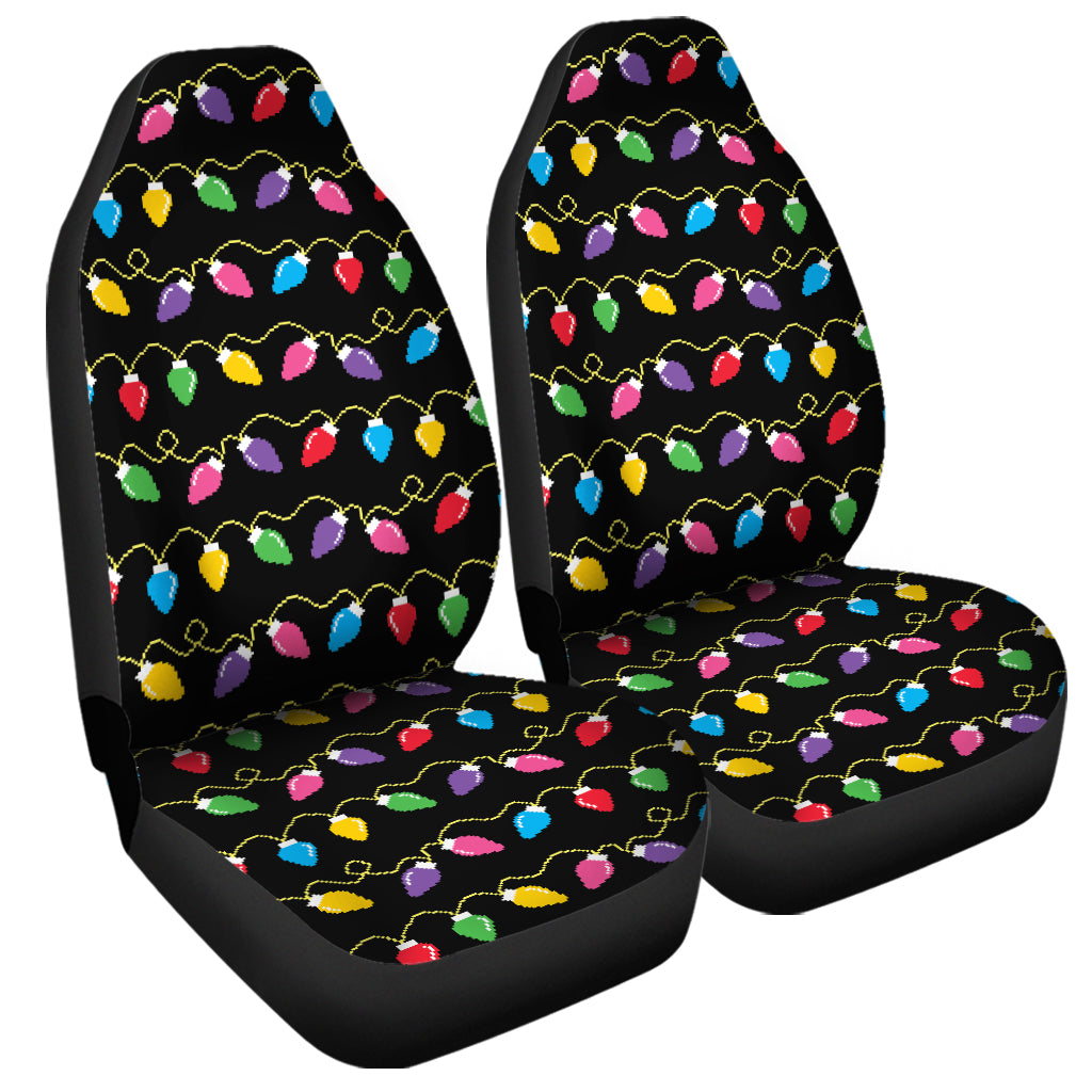 Pixel Christmas Lights Print Universal Fit Car Seat Covers