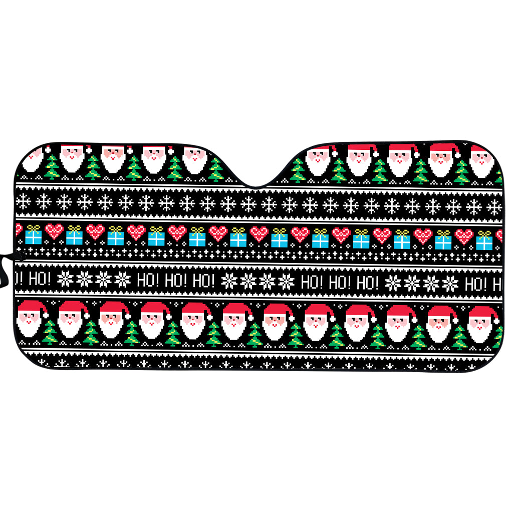 Pixel Christmas Santa Claus Print Car Sun Shade