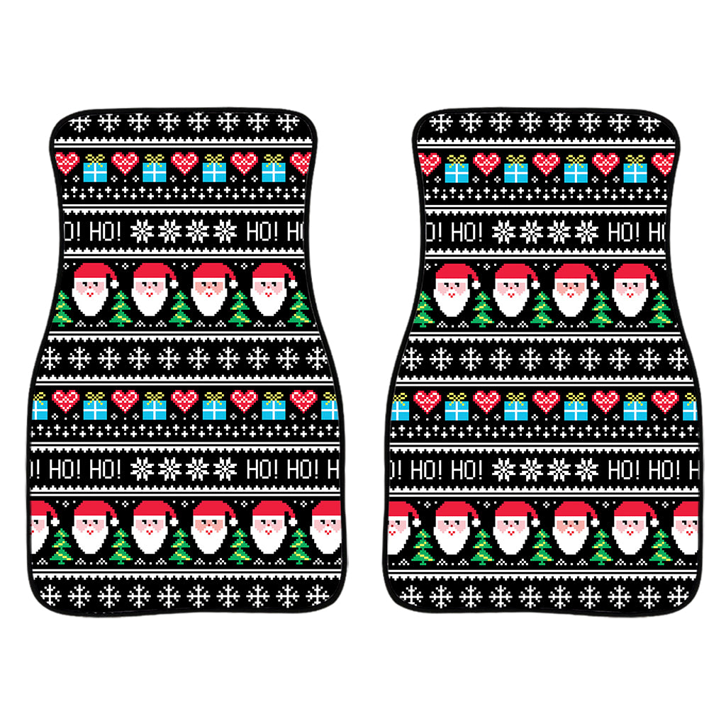 Pixel Christmas Santa Claus Print Front Car Floor Mats