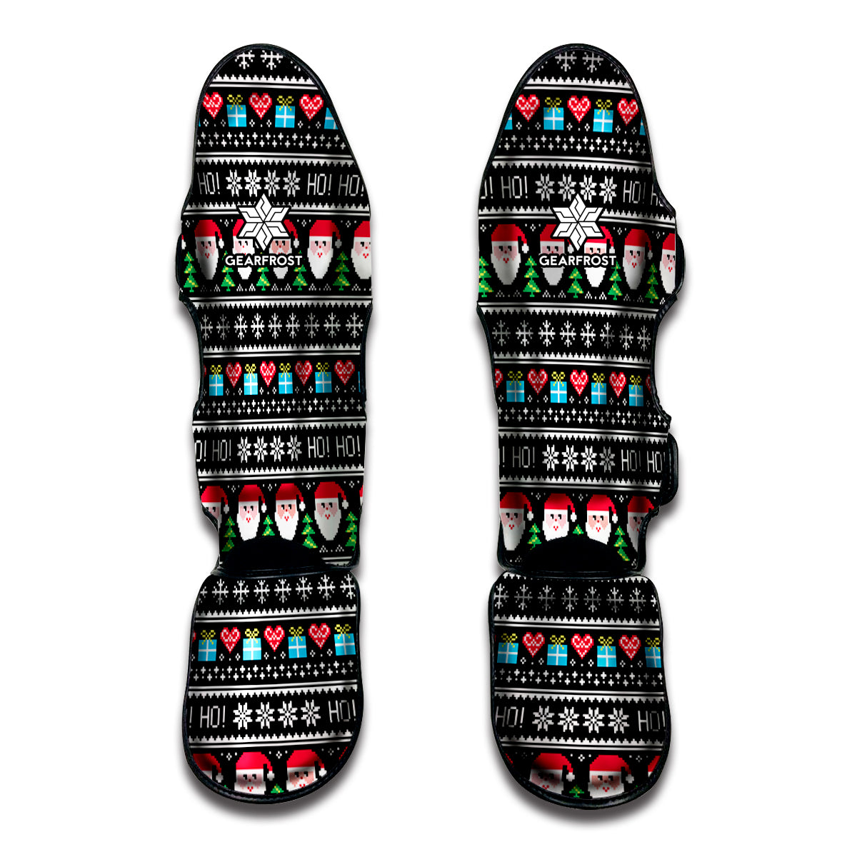 Pixel Christmas Santa Claus Print Muay Thai Shin Guards