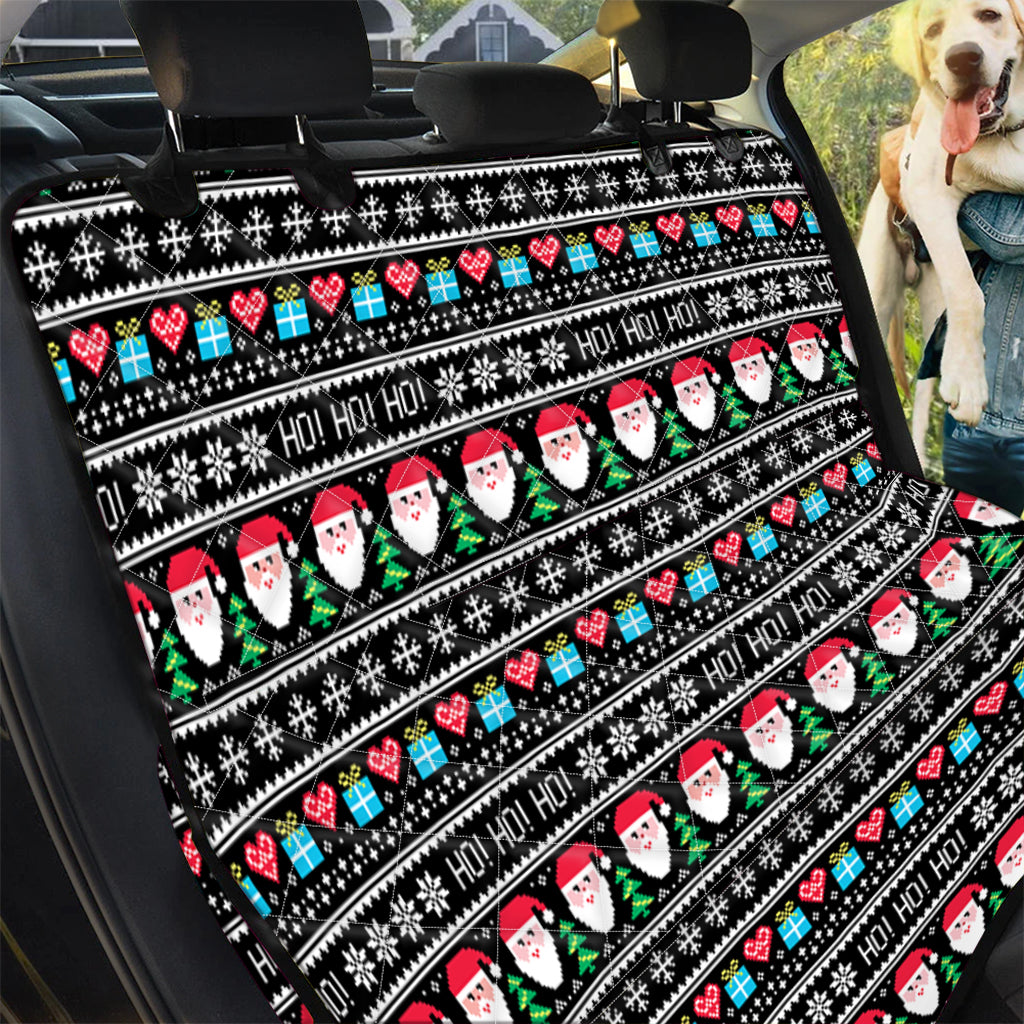 Pixel Christmas Santa Claus Print Pet Car Back Seat Cover