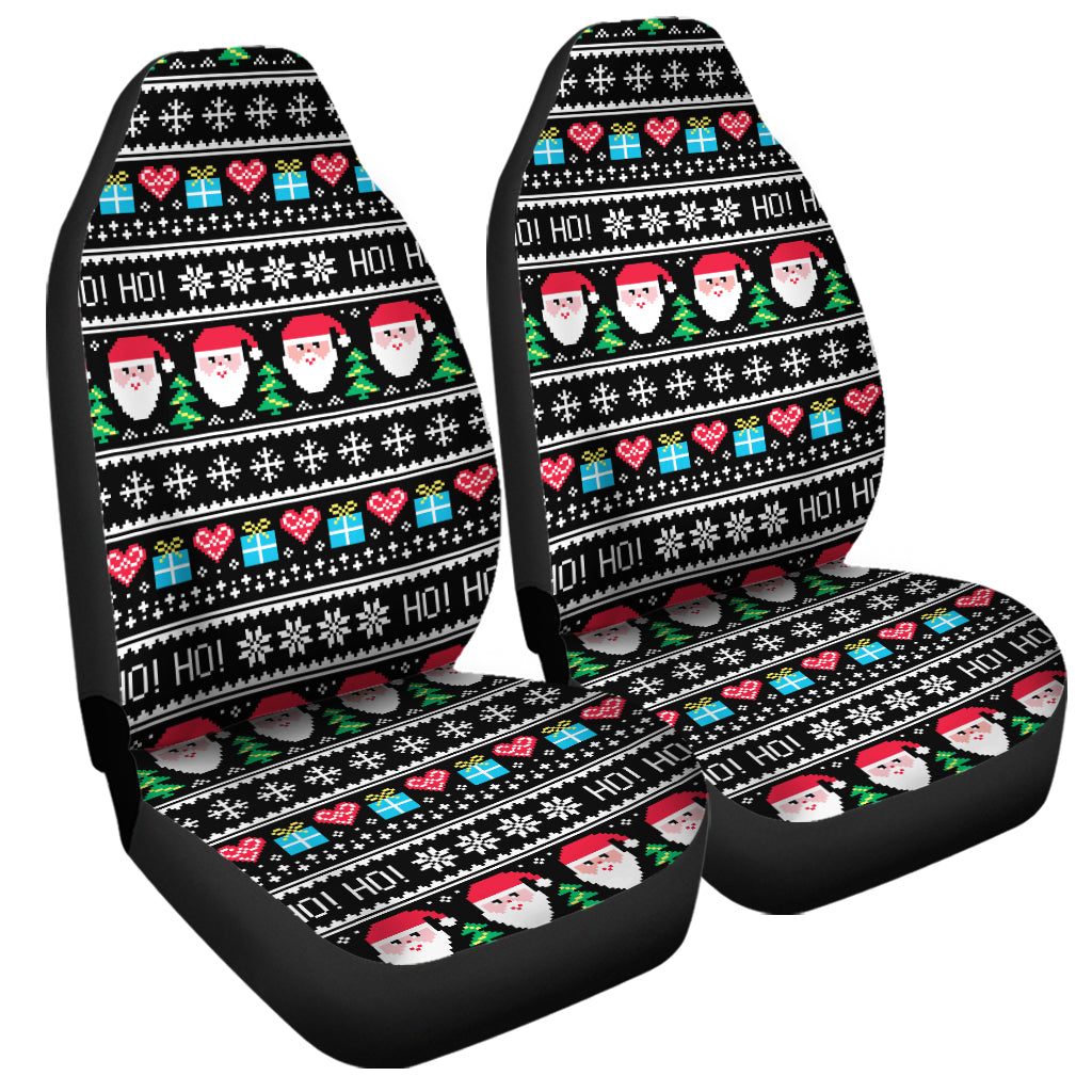 Pixel Christmas Santa Claus Print Universal Fit Car Seat Covers