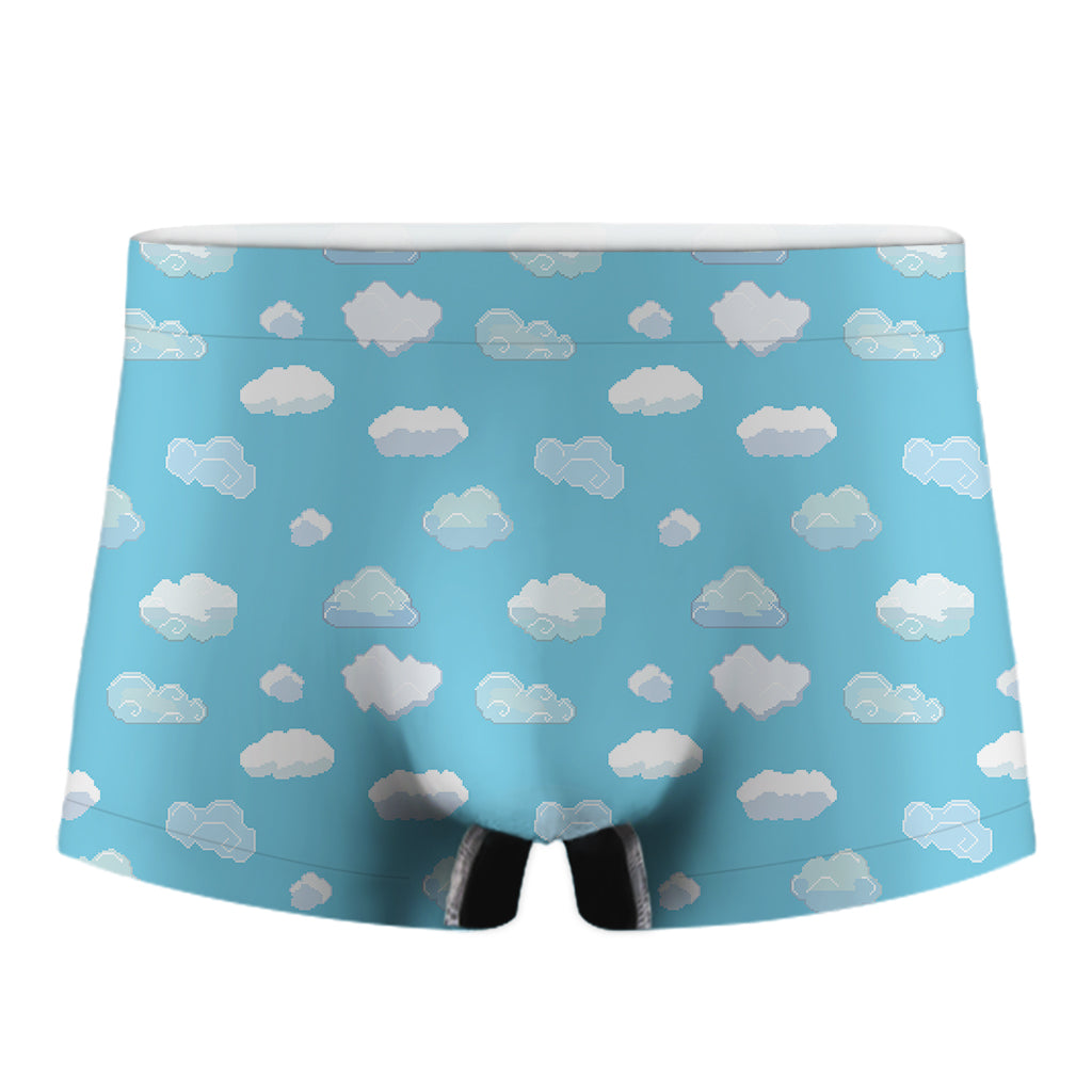 Pixel Cloud Pattern Print Men's Boxer Briefs