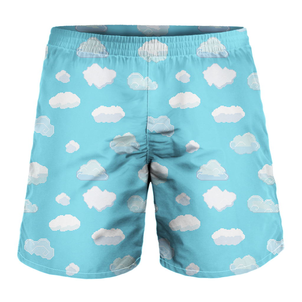 Pixel Cloud Pattern Print Men's Shorts