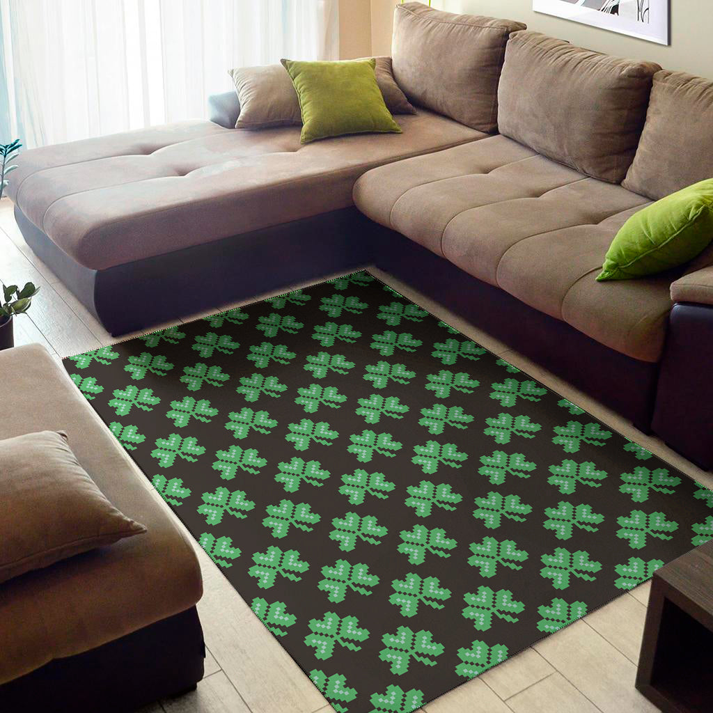 Pixel Clover St. Patrick's Day Print Area Rug