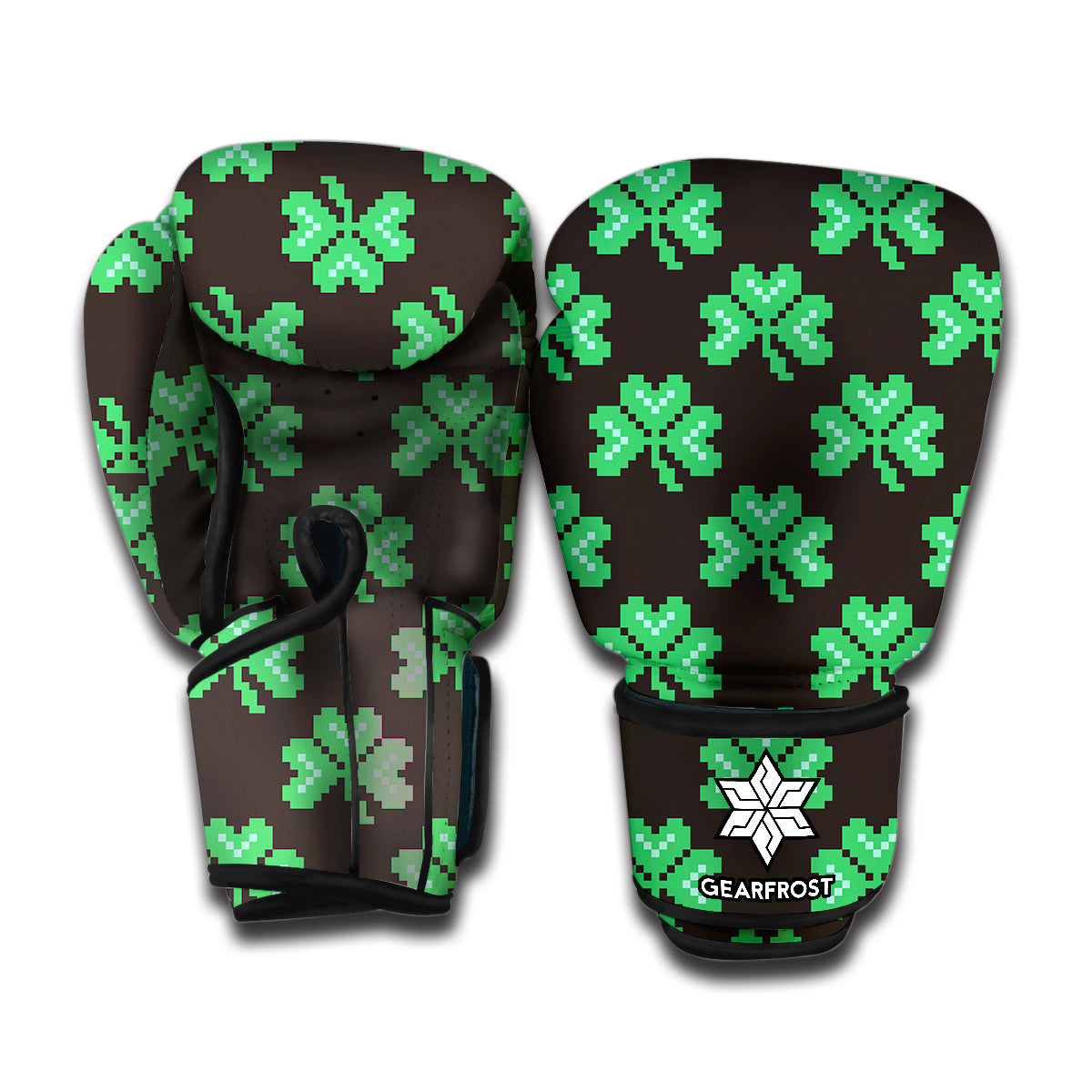 Pixel Clover St. Patrick's Day Print Boxing Gloves