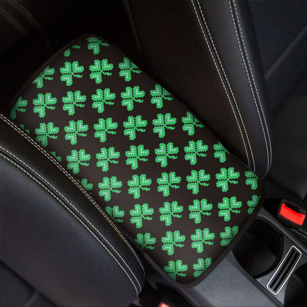 Pixel Clover St. Patrick's Day Print Car Center Console Cover