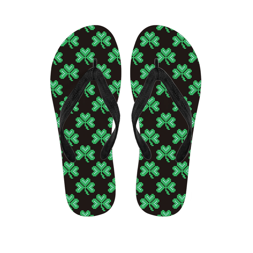 Pixel Clover St. Patrick's Day Print Flip Flops