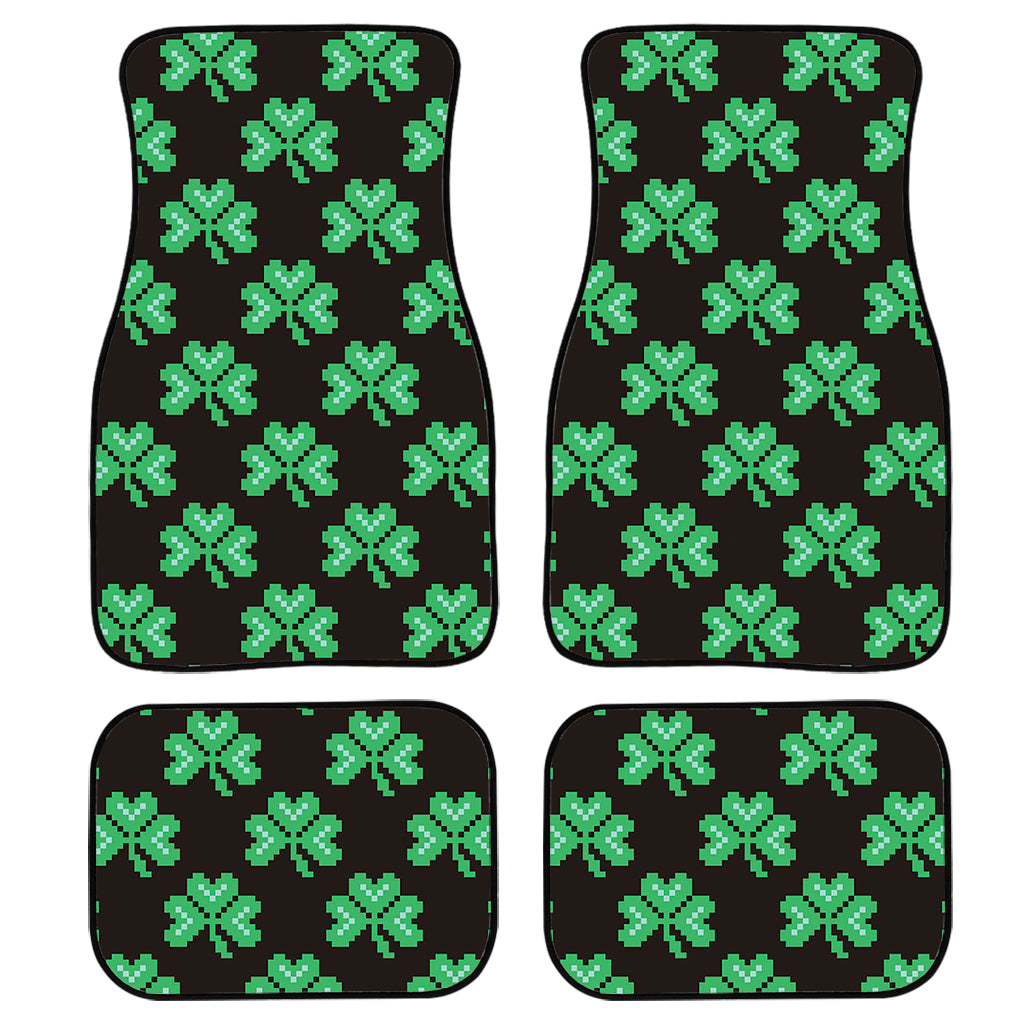 Pixel Clover St. Patrick's Day Print Front and Back Car Floor Mats