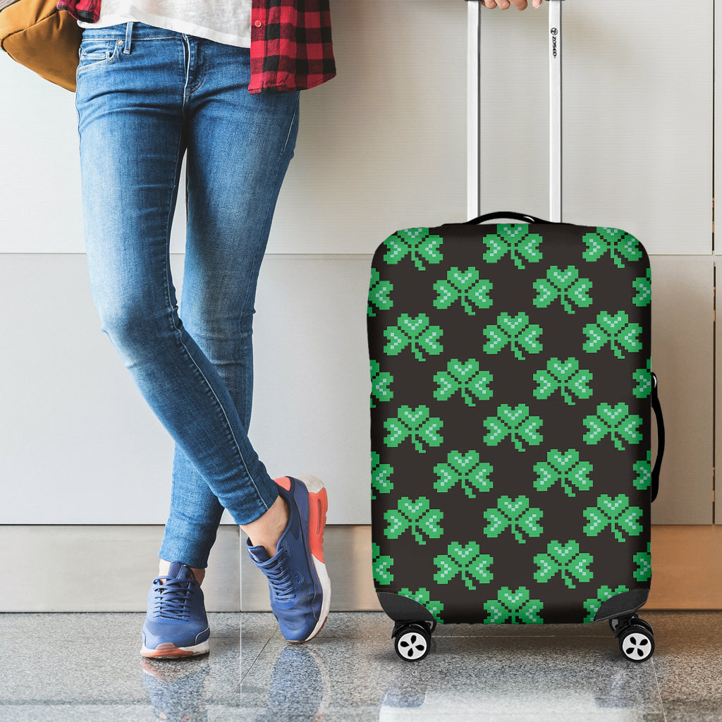 Pixel Clover St. Patrick's Day Print Luggage Cover