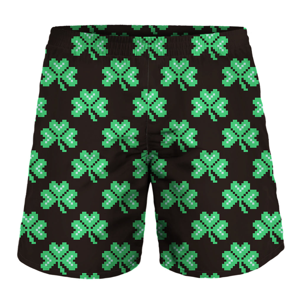 Pixel Clover St. Patrick's Day Print Men's Shorts