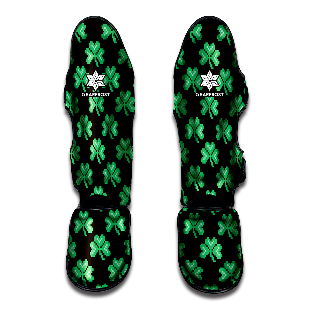 Pixel Clover St. Patrick's Day Print Muay Thai Shin Guards