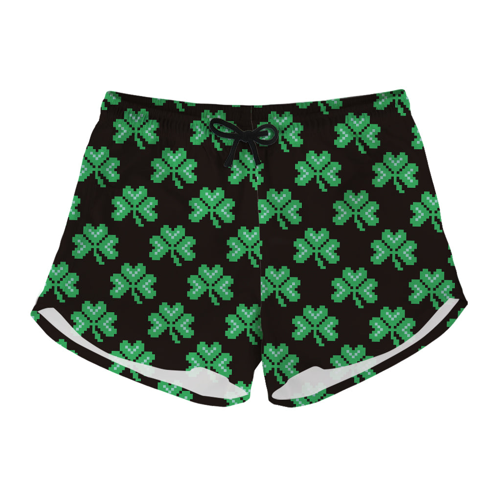 Pixel Clover St. Patrick's Day Print Women's Shorts