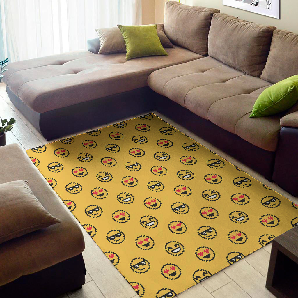 Pixel Emoji Pattern Print Area Rug