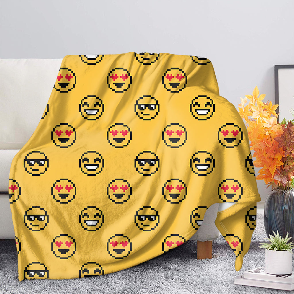 Pixel Emoji Pattern Print Blanket