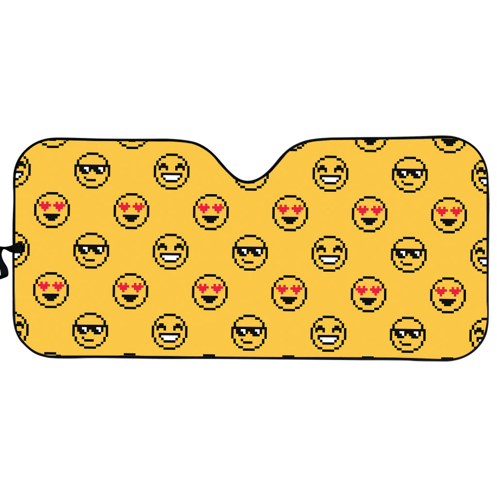 Pixel Emoji Pattern Print Car Sun Shade