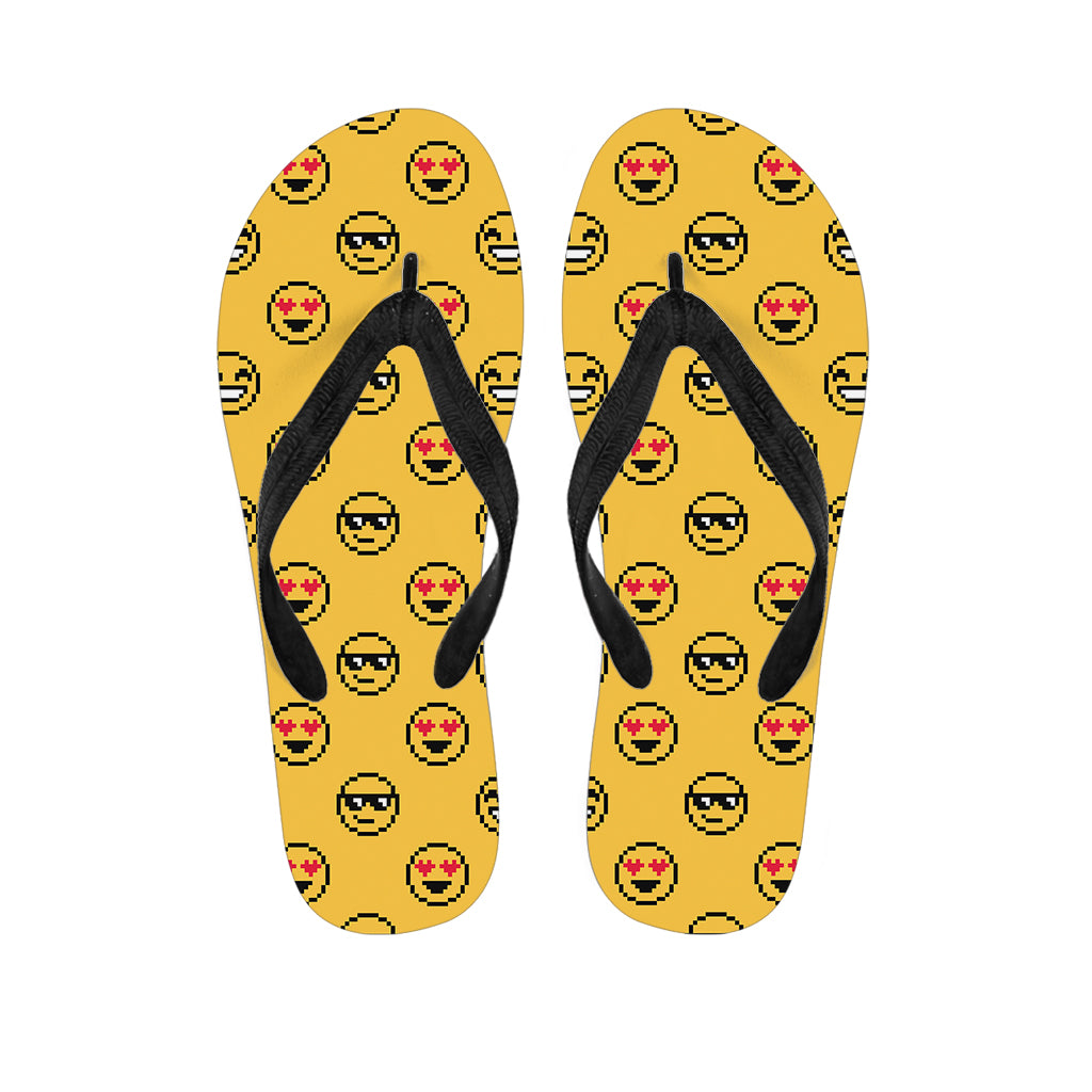 Pixel Emoji Pattern Print Flip Flops