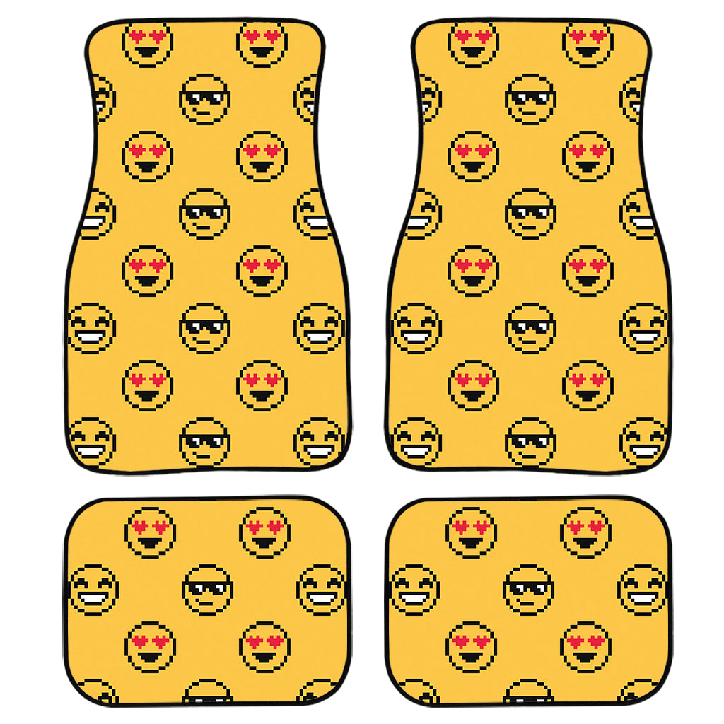 Pixel Emoji Pattern Print Front and Back Car Floor Mats