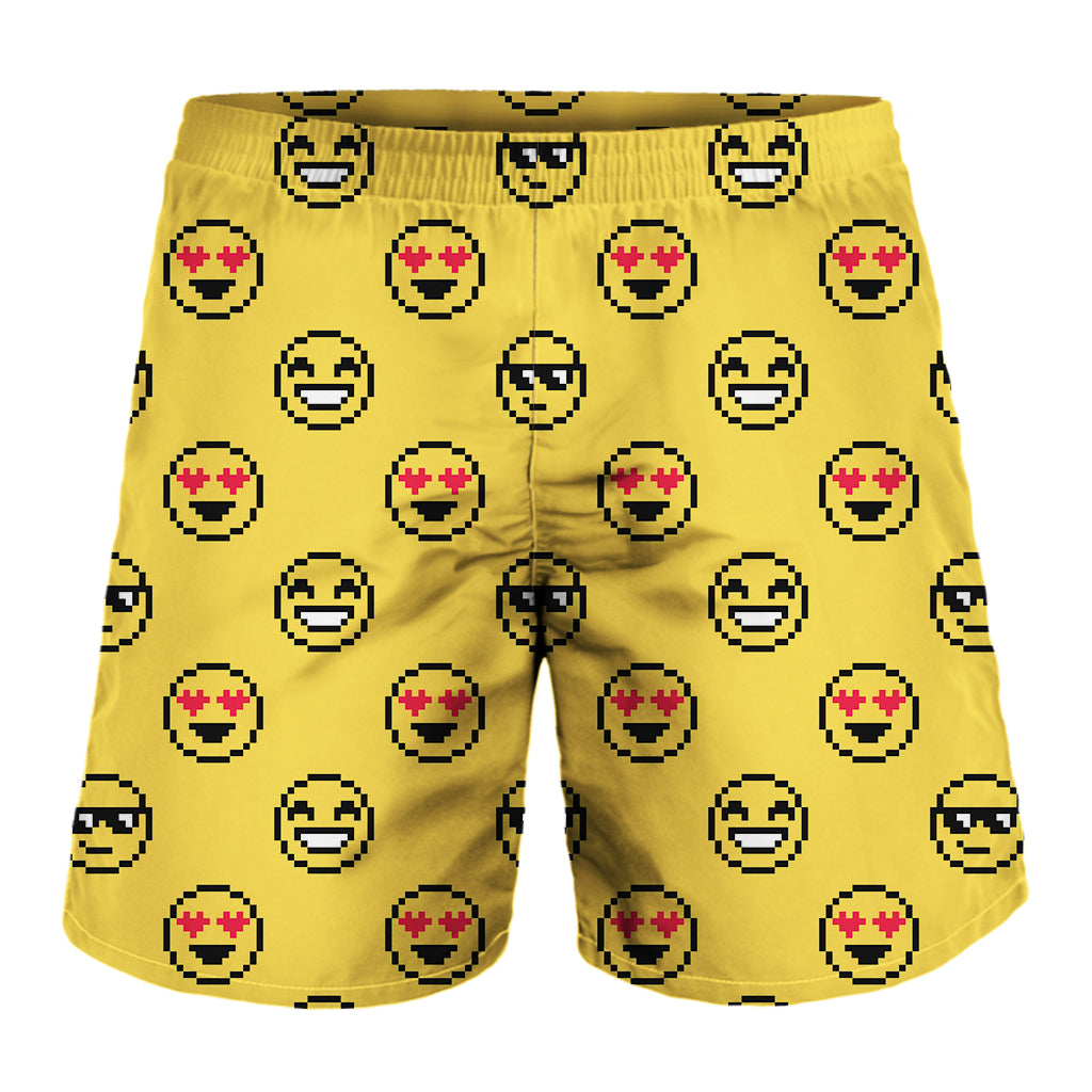 Pixel Emoji Pattern Print Men's Shorts