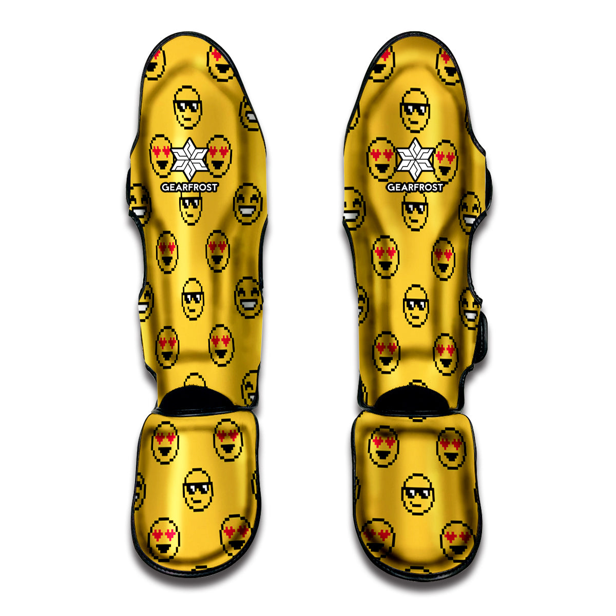 Pixel Emoji Pattern Print Muay Thai Shin Guards