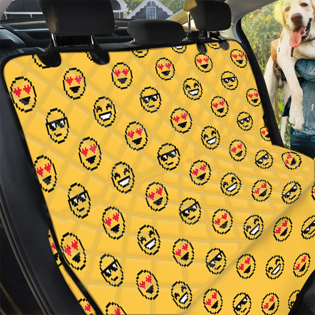 Pixel Emoji Pattern Print Pet Car Back Seat Cover