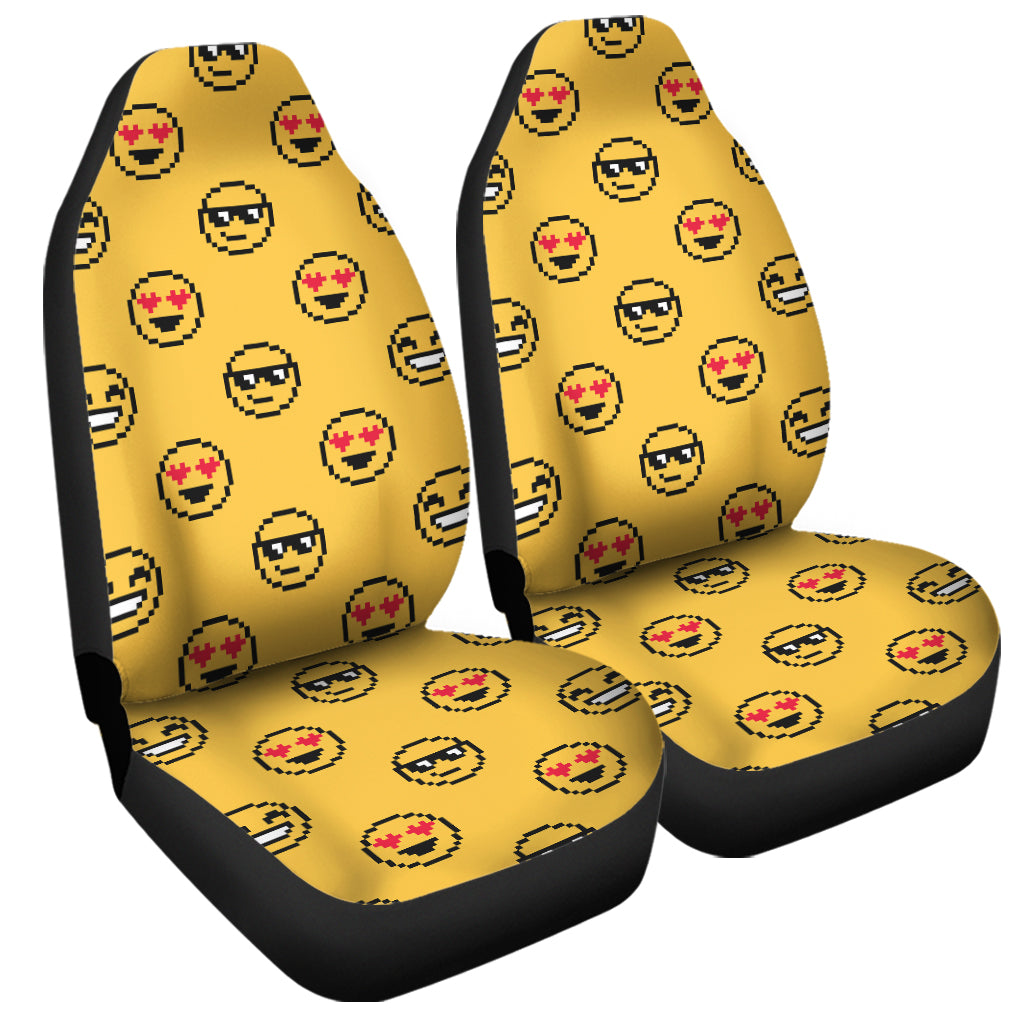 Pixel Emoji Pattern Print Universal Fit Car Seat Covers