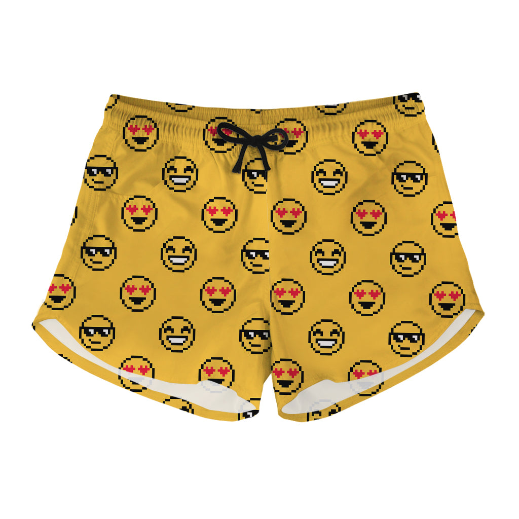 Pixel Emoji Pattern Print Women's Shorts