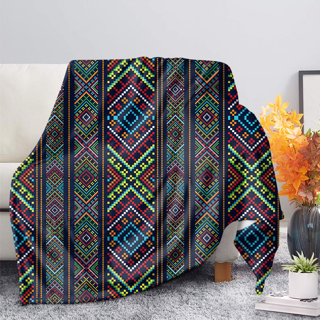 Pixel Ethnic Pattern Print Blanket