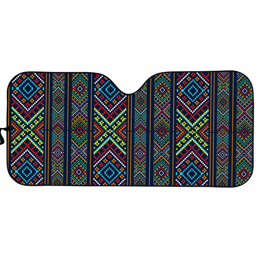 Pixel Ethnic Pattern Print Car Sun Shade