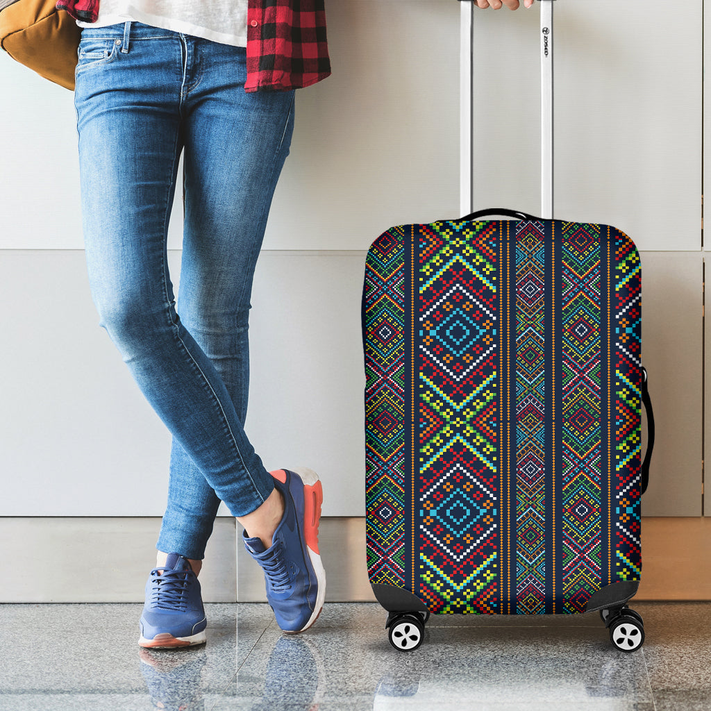 Pixel Ethnic Pattern Print Luggage Cover