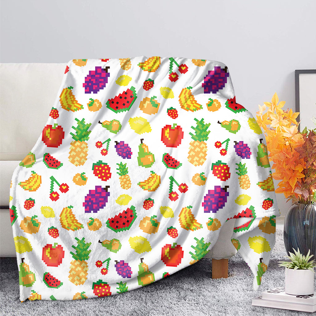 Pixel Fruits Pattern Print Blanket