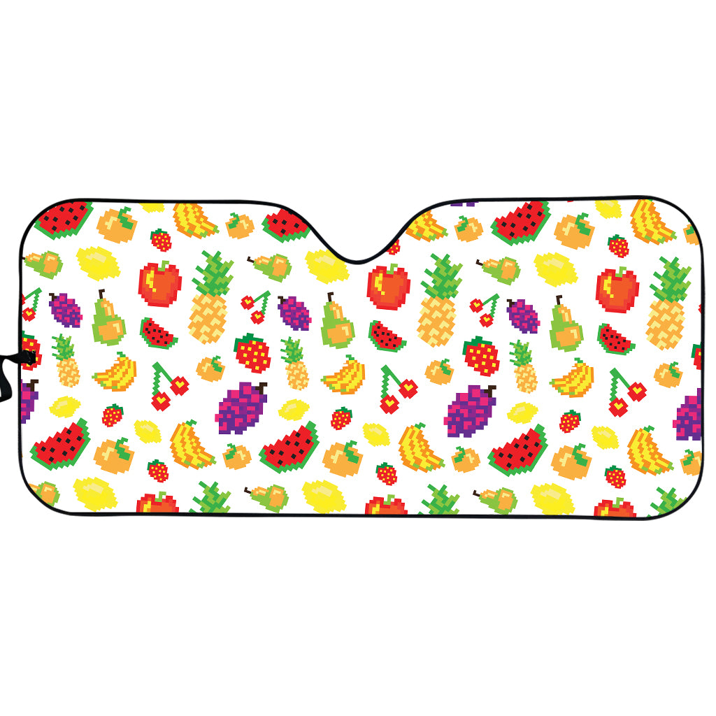 Pixel Fruits Pattern Print Car Sun Shade