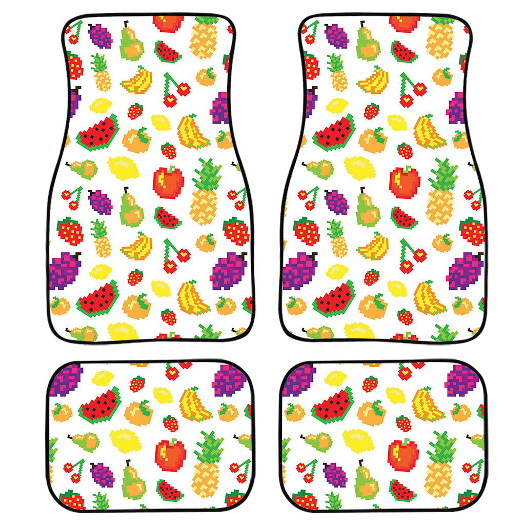 Pixel Fruits Pattern Print Front and Back Car Floor Mats