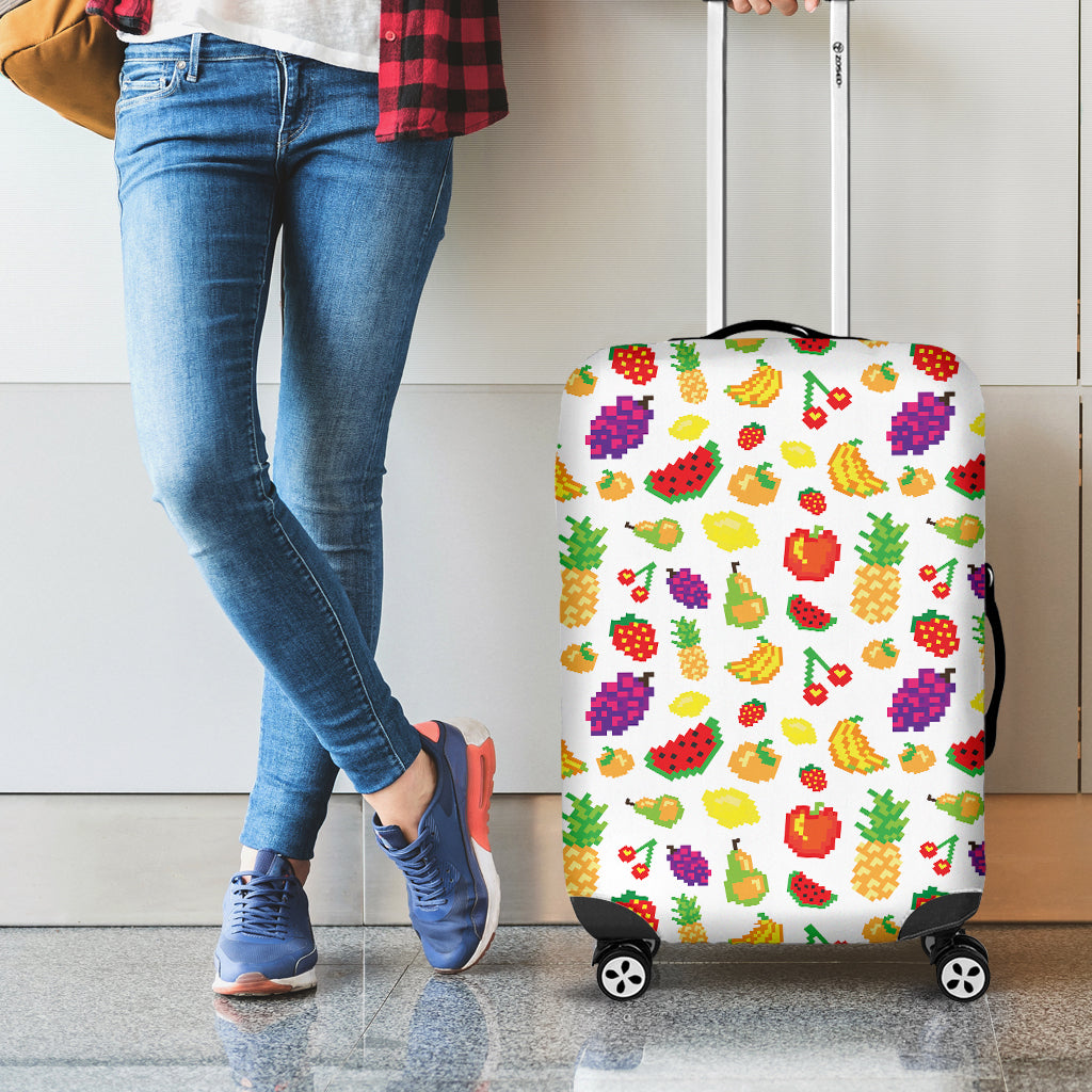 Pixel Fruits Pattern Print Luggage Cover