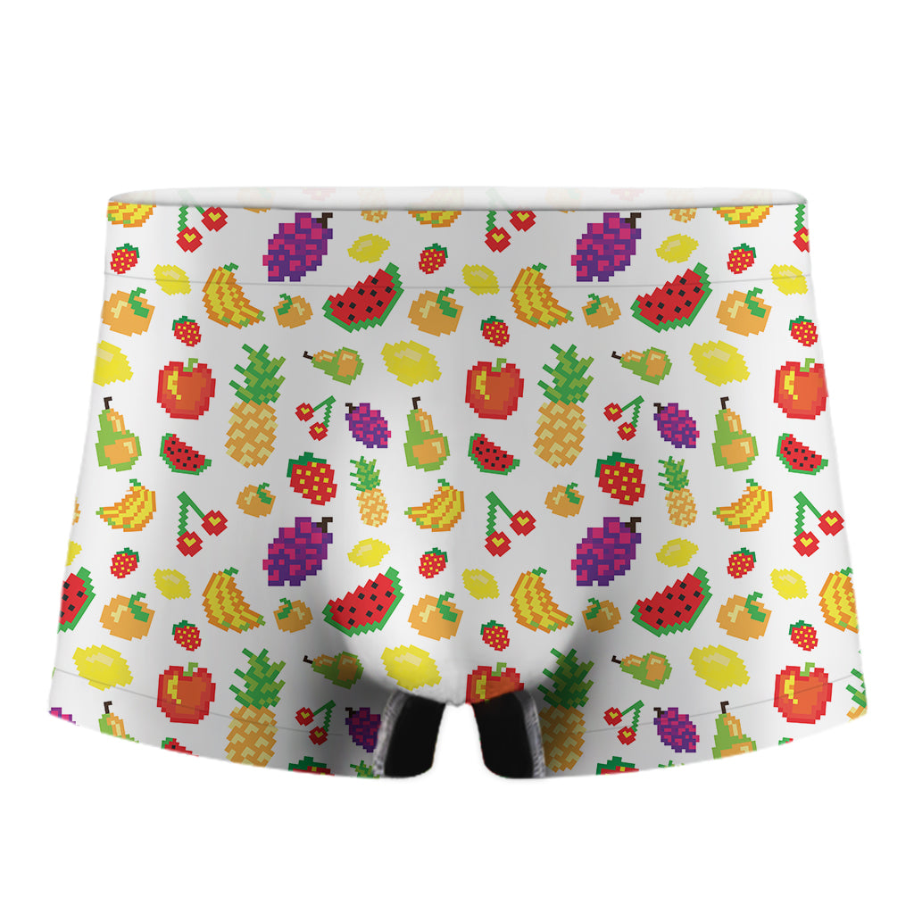 Pixel Fruits Pattern Print Men's Boxer Briefs