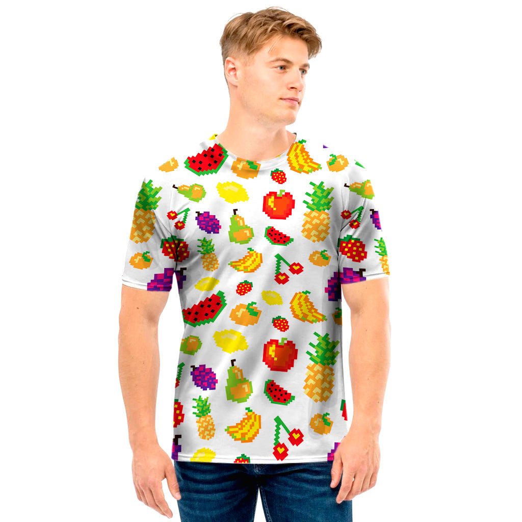 Pixel Fruits Pattern Print Men's T-Shirt