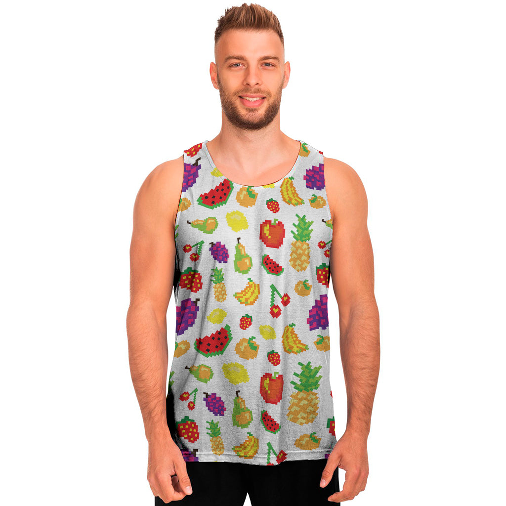 Pixel Fruits Pattern Print Men's Tank Top