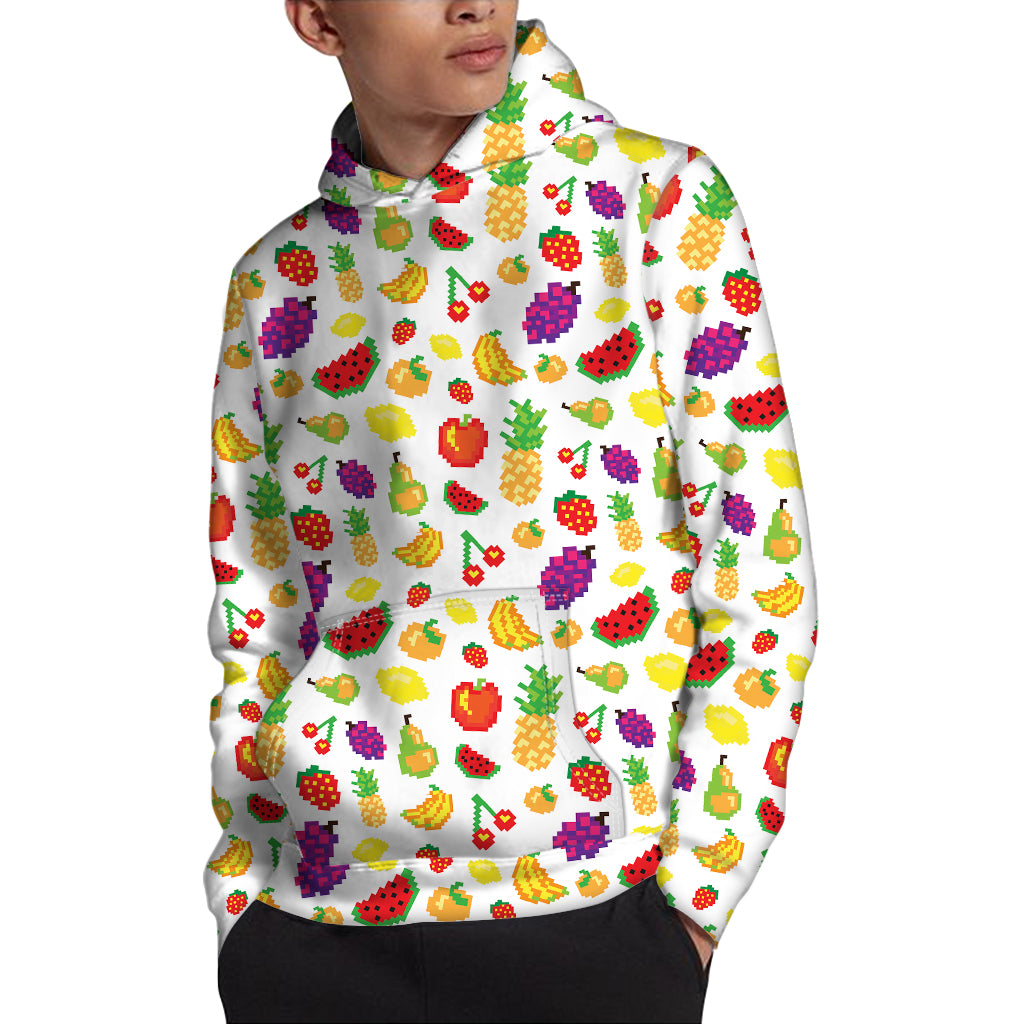 Pixel Fruits Pattern Print Pullover Hoodie