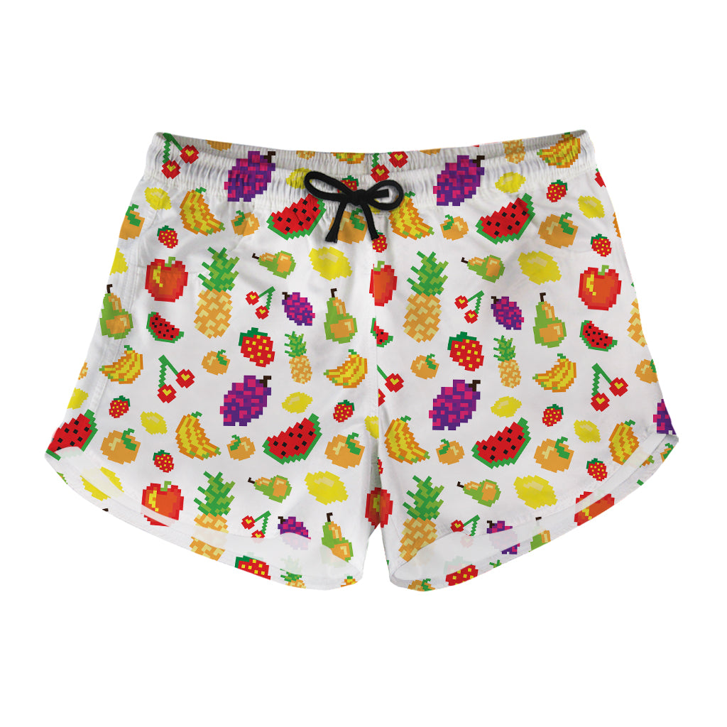 Pixel Fruits Pattern Print Women's Shorts