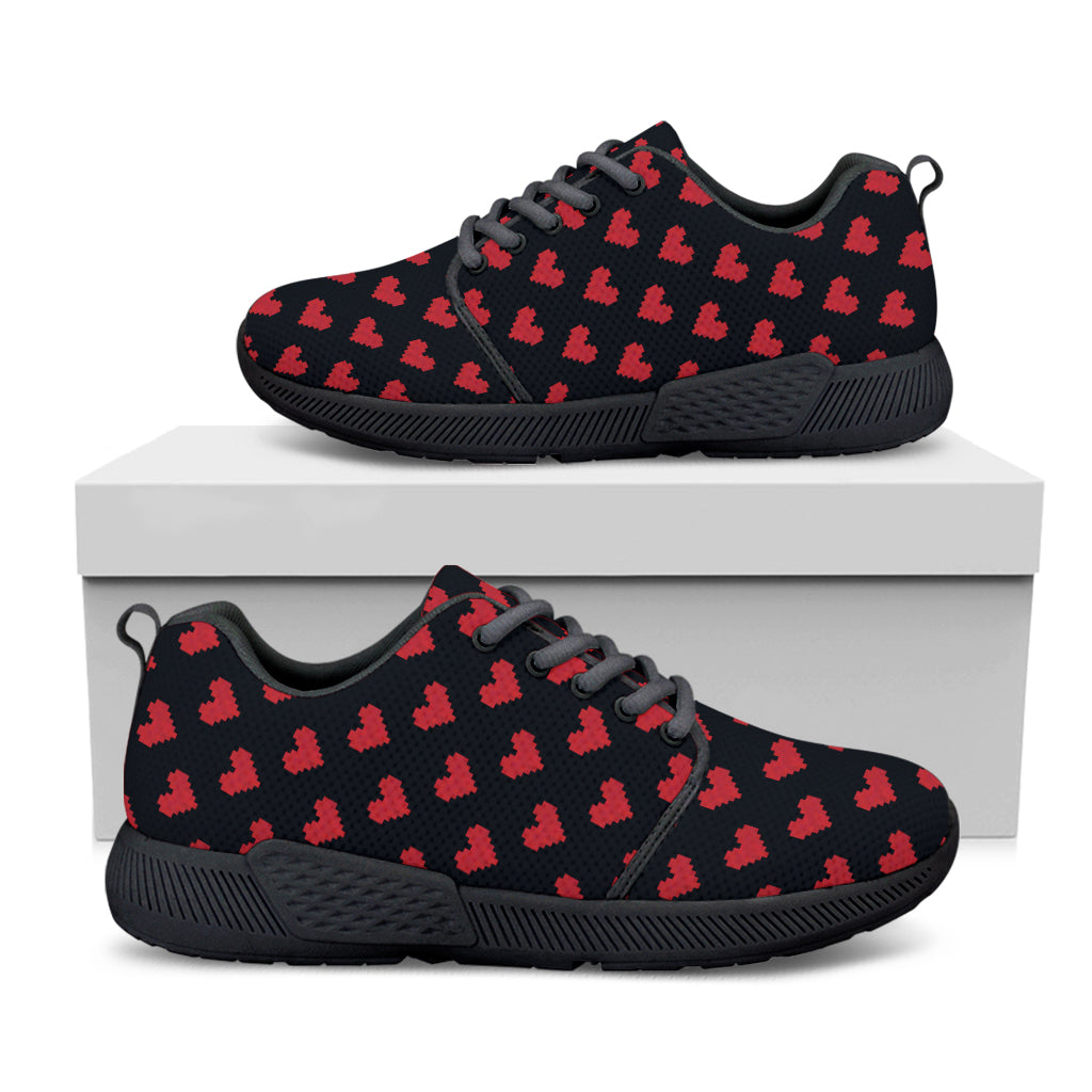 Pixel Heart Pattern Print Black Athletic Shoes