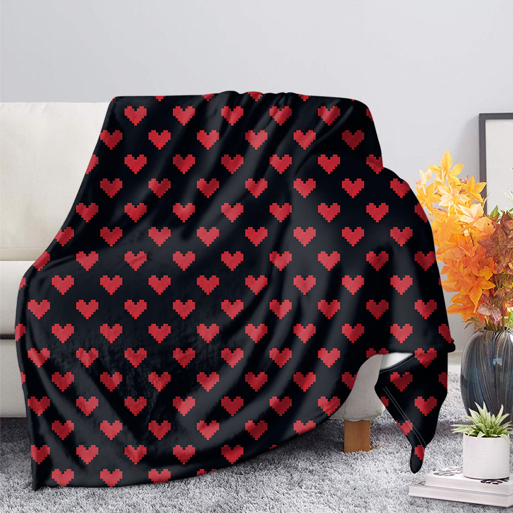 Pixel Heart Pattern Print Blanket