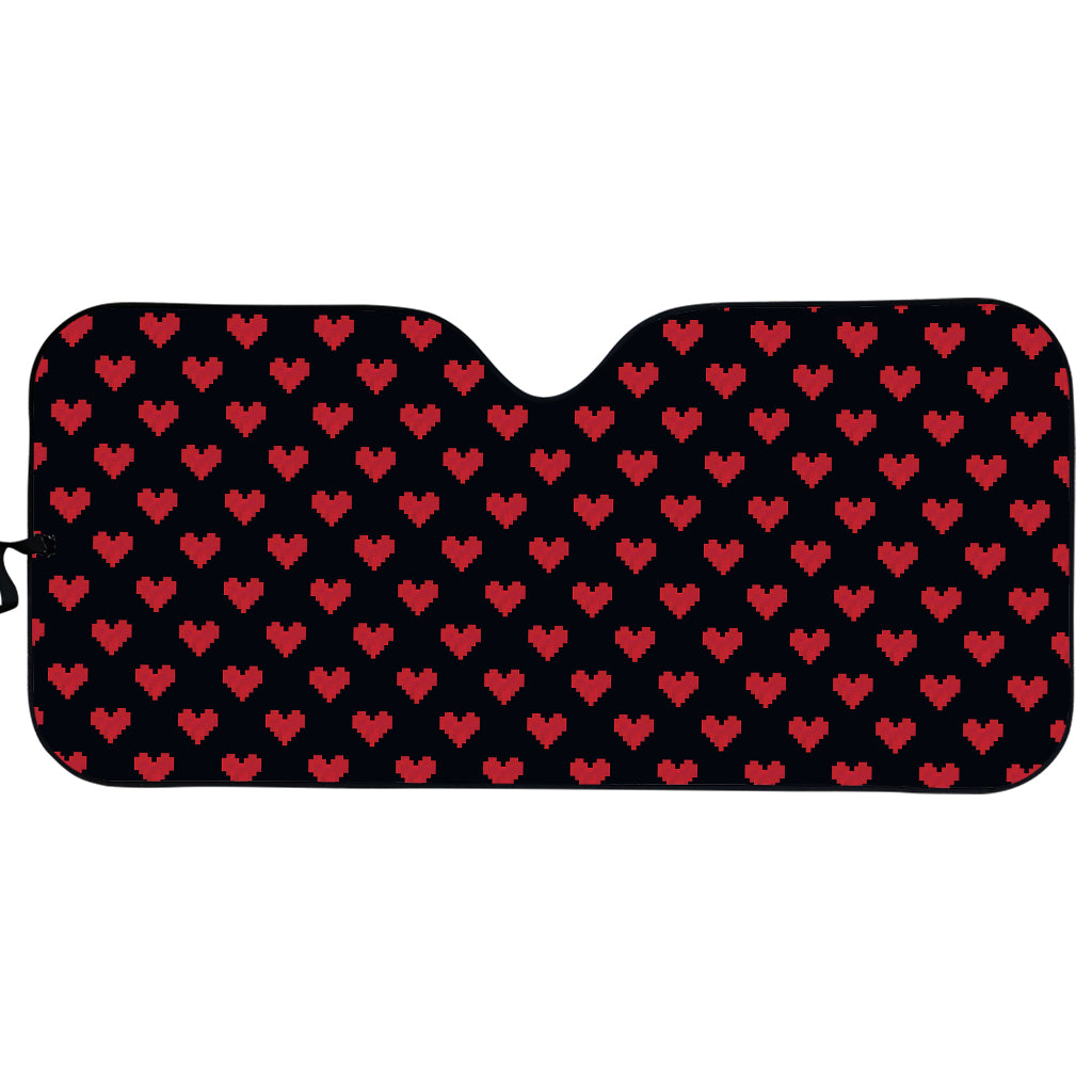 Pixel Heart Pattern Print Car Sun Shade