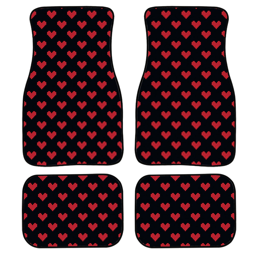 Pixel Heart Pattern Print Front and Back Car Floor Mats