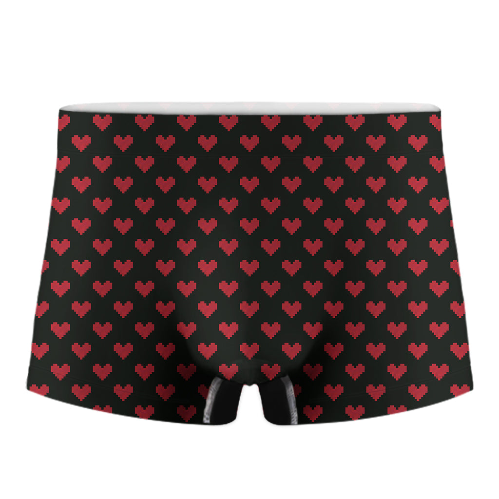 Pixel Heart Pattern Print Men's Boxer Briefs